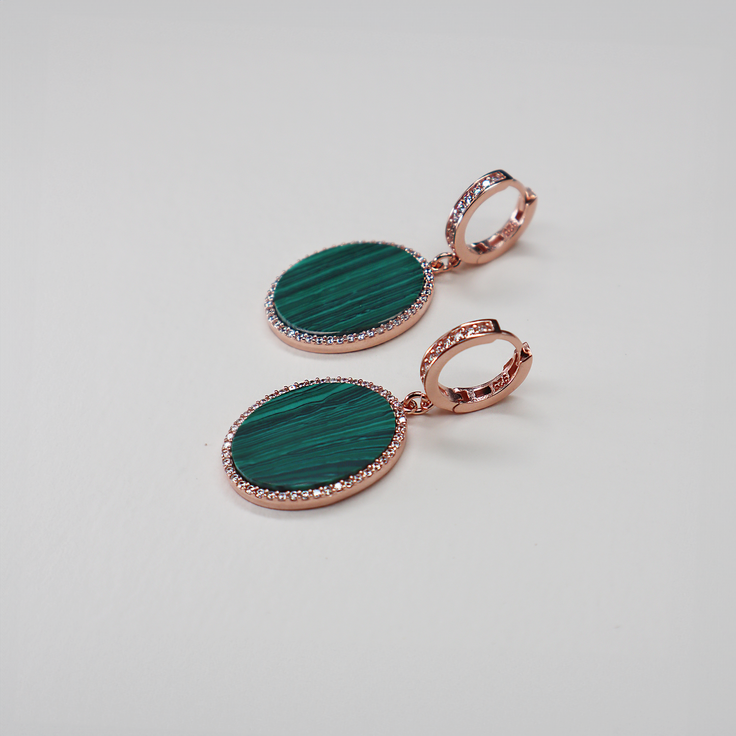 Malachite Oval Charm Drop Earrings