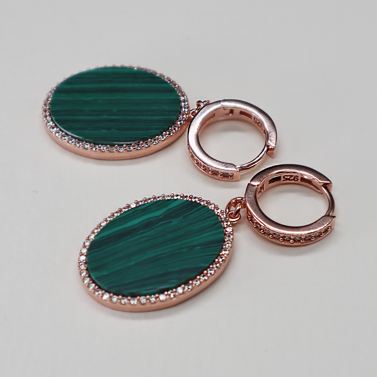 Malachite Oval Charm Drop Earrings