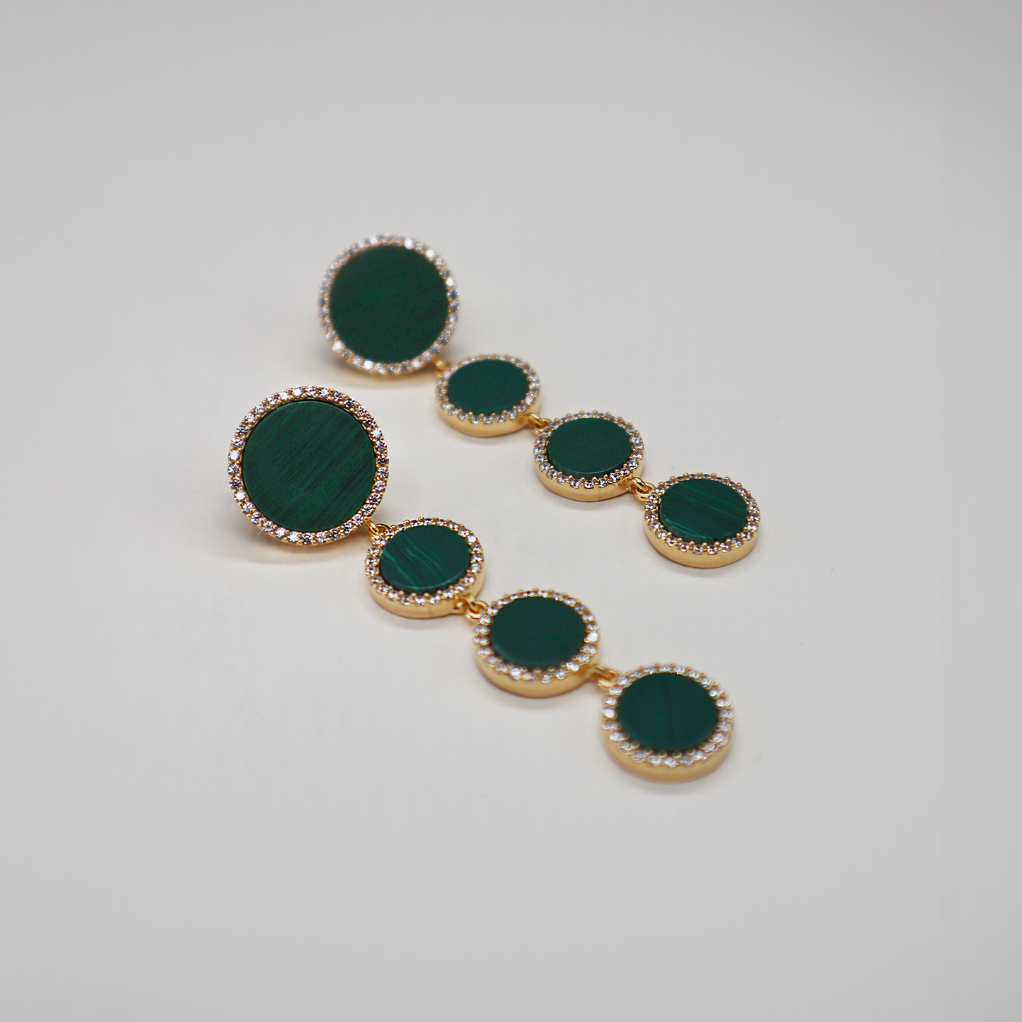 Malachite Charm Long Earrings