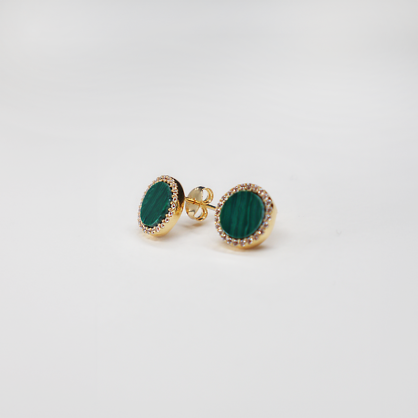 Malachite Round Stud Earrings
