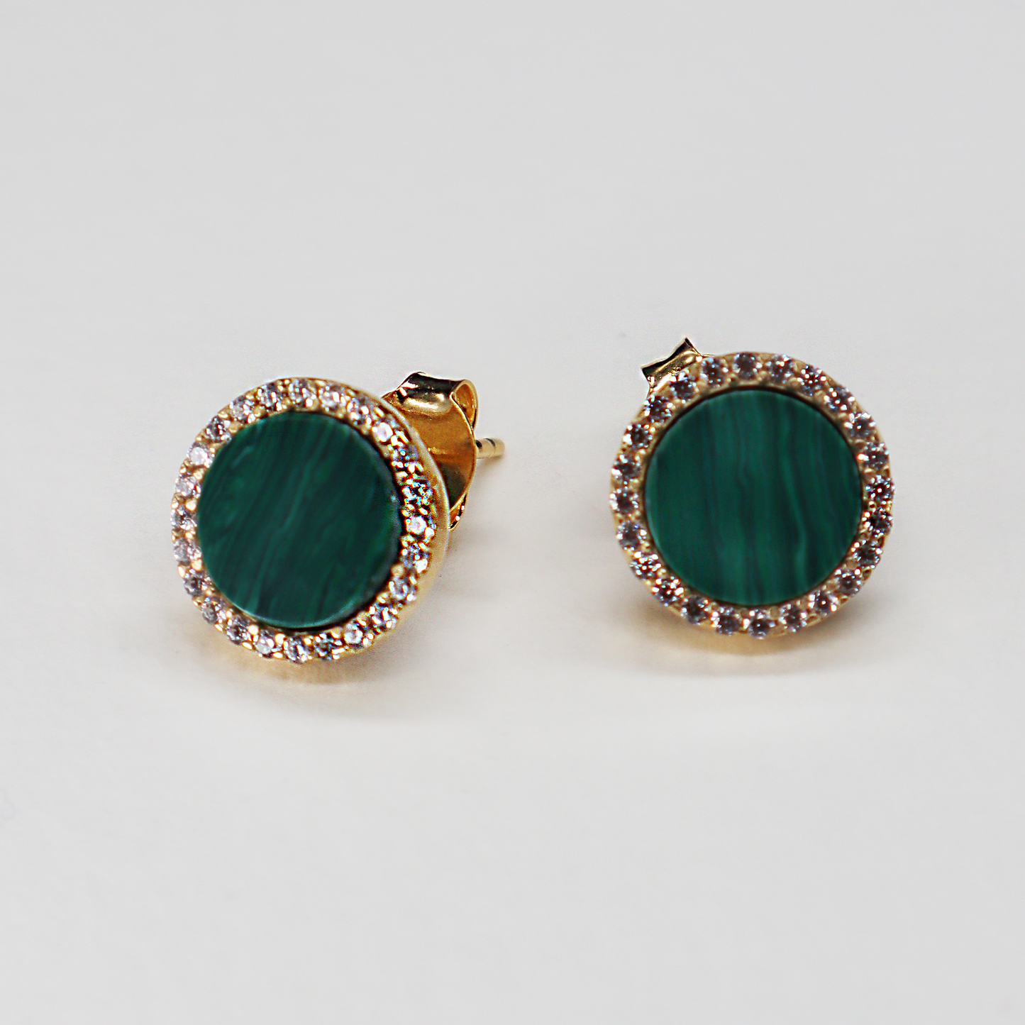 Malachite Round Stud Earrings