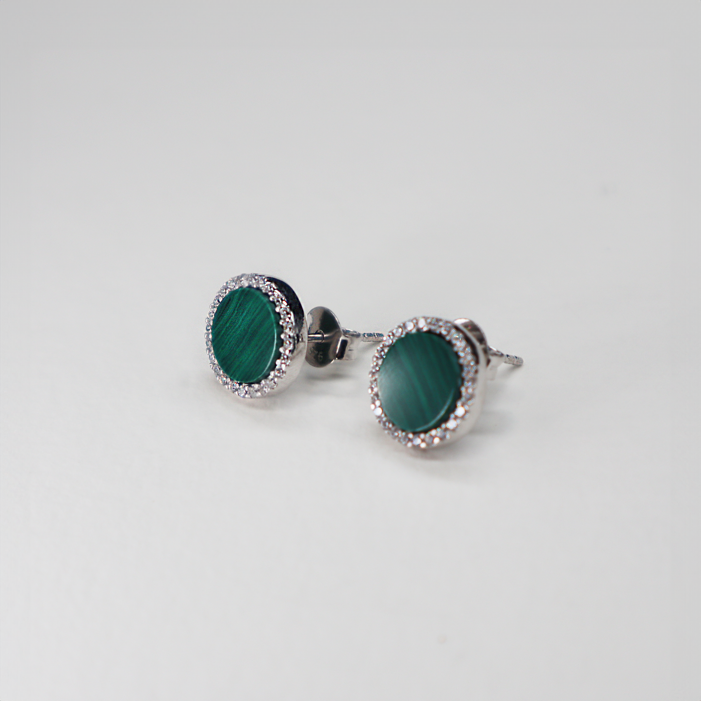 Malachite Round Stud Earrings