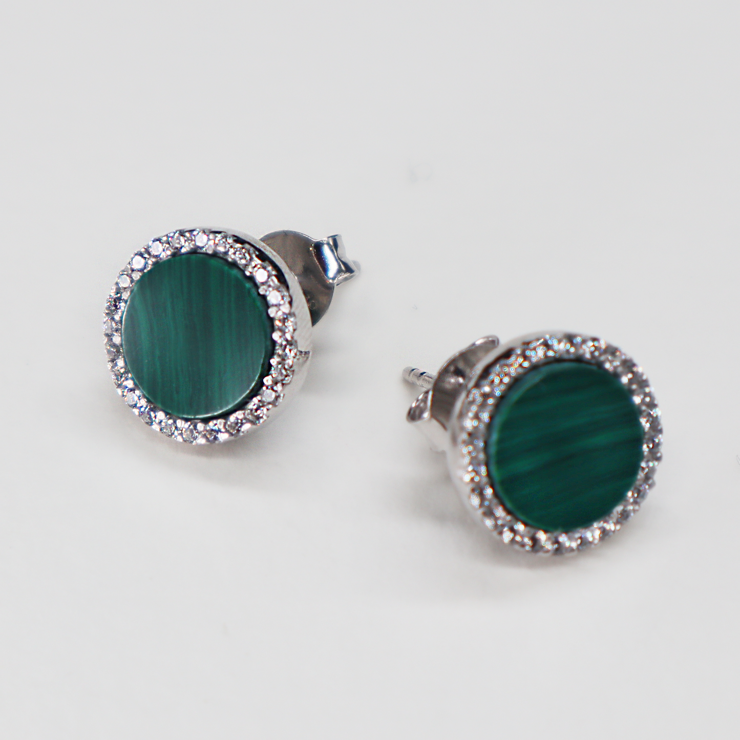 Malachite Round Stud Earrings