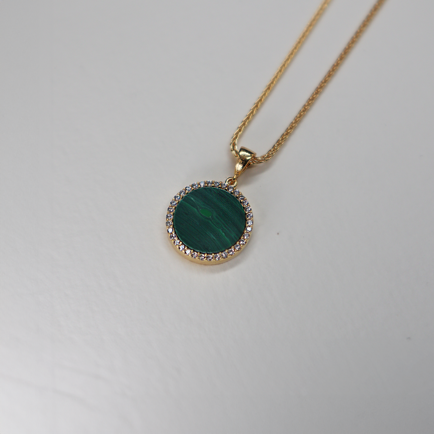 Malachite Round Large Charm Necklace