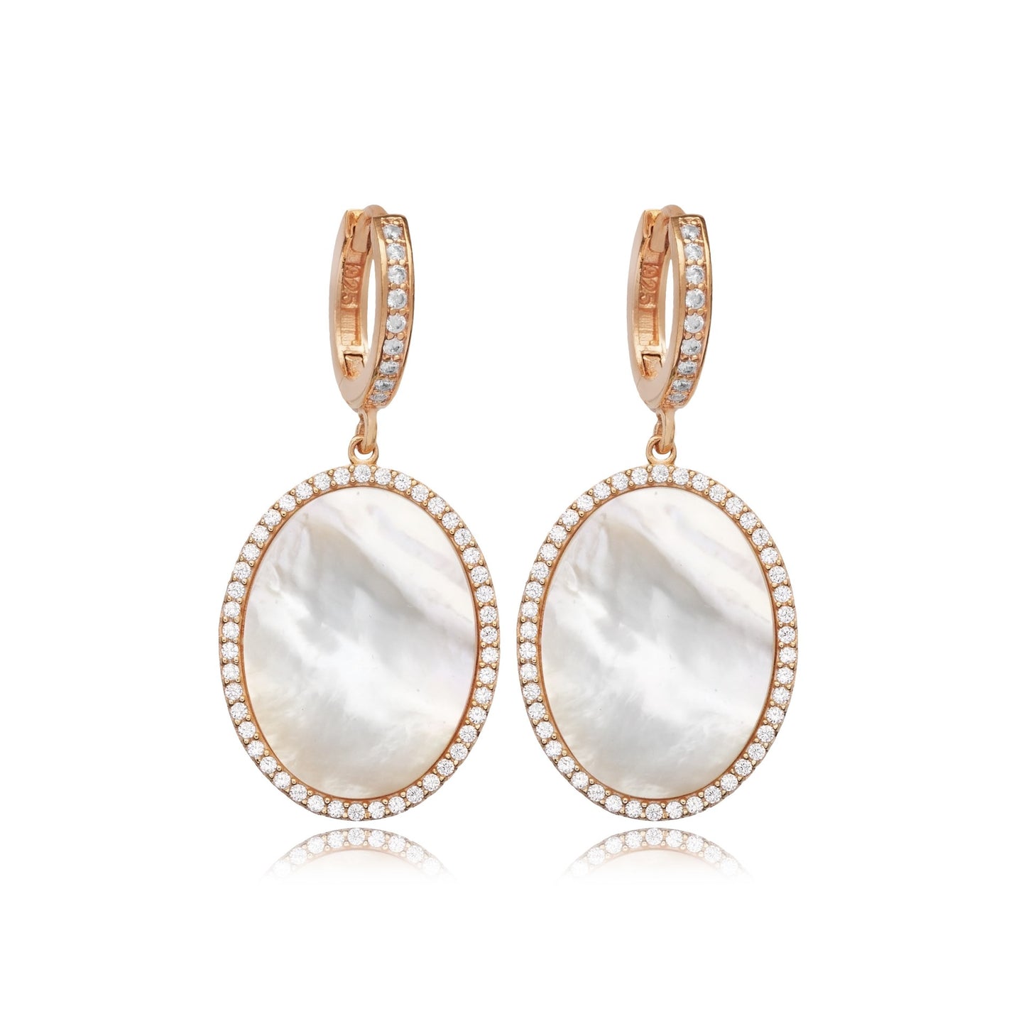 Mother of Pearl Oval Charm Drop Earrings