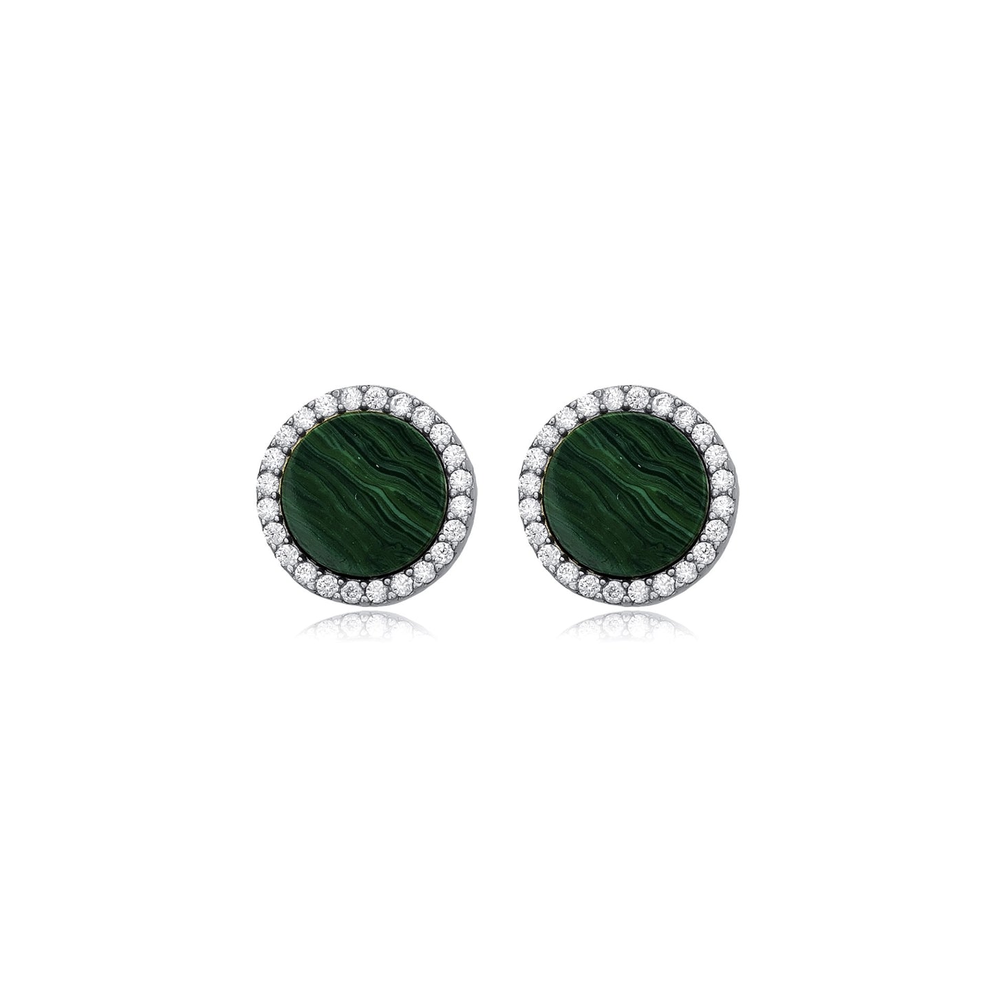 Malachite Round Stud Earrings
