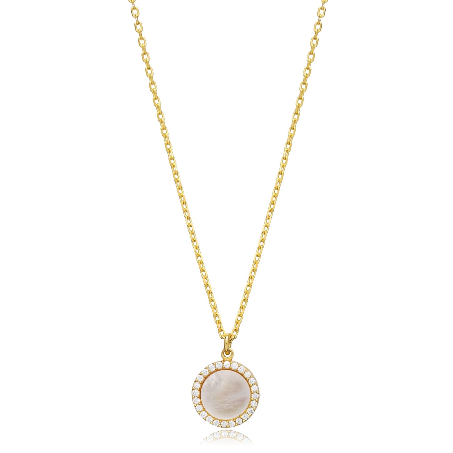 Mother of Pearl Round Charm Necklace