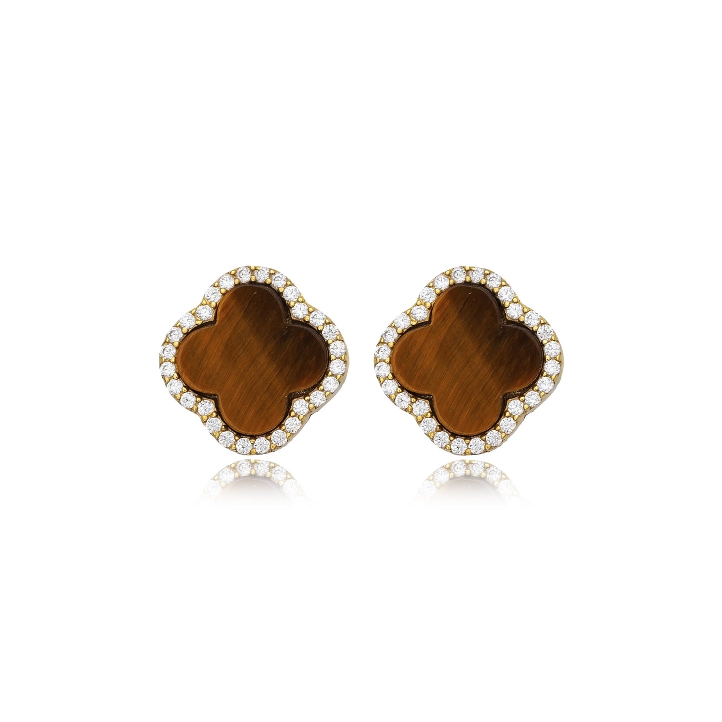 Clover Shape Charm Stud Earrings