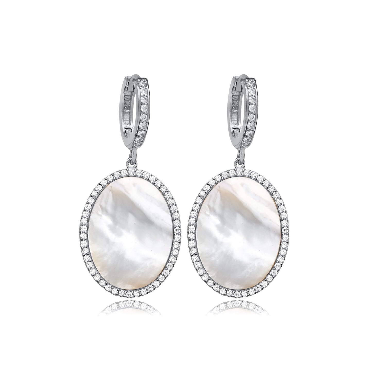 Mother of Pearl Oval Charm Drop Earrings