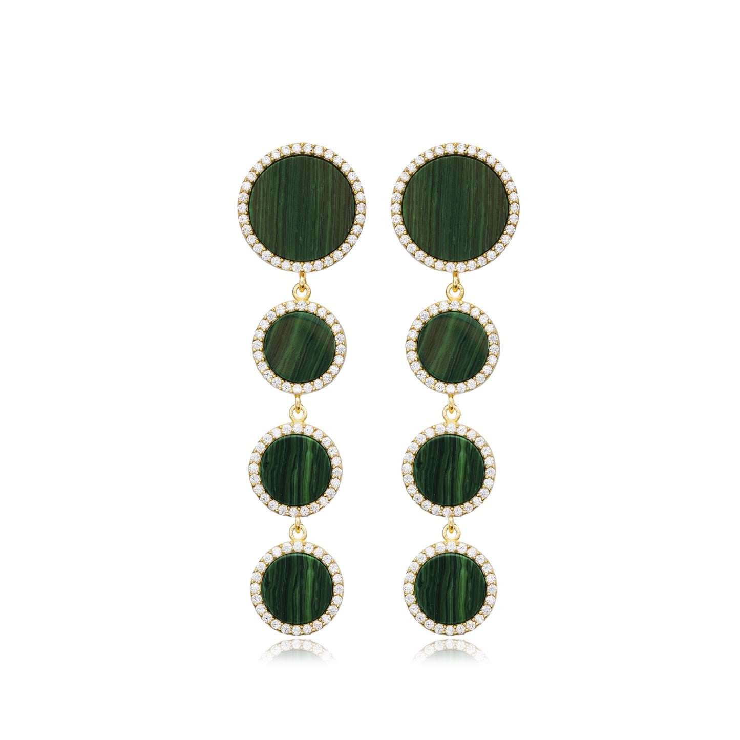 Malachite Charm Long Earrings