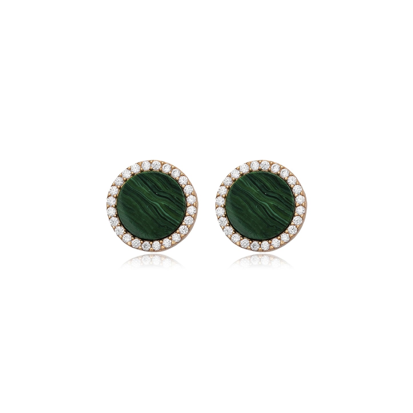 Malachite Round Stud Earrings