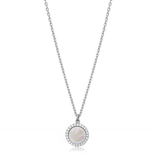 Mother of Pearl Round Charm Necklace