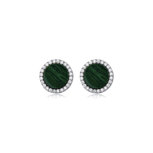 Malachite Round Stud Earrings