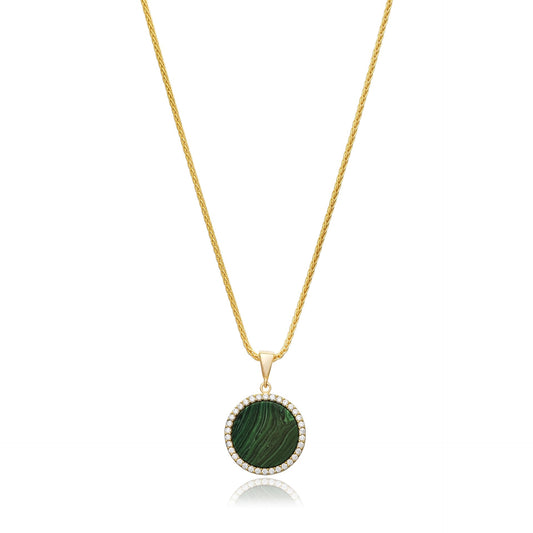 Malachite Round Large Charm Necklace
